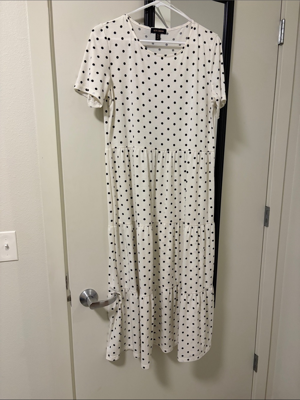 QED London Cream Polka Dot Tiered Maxi Dress